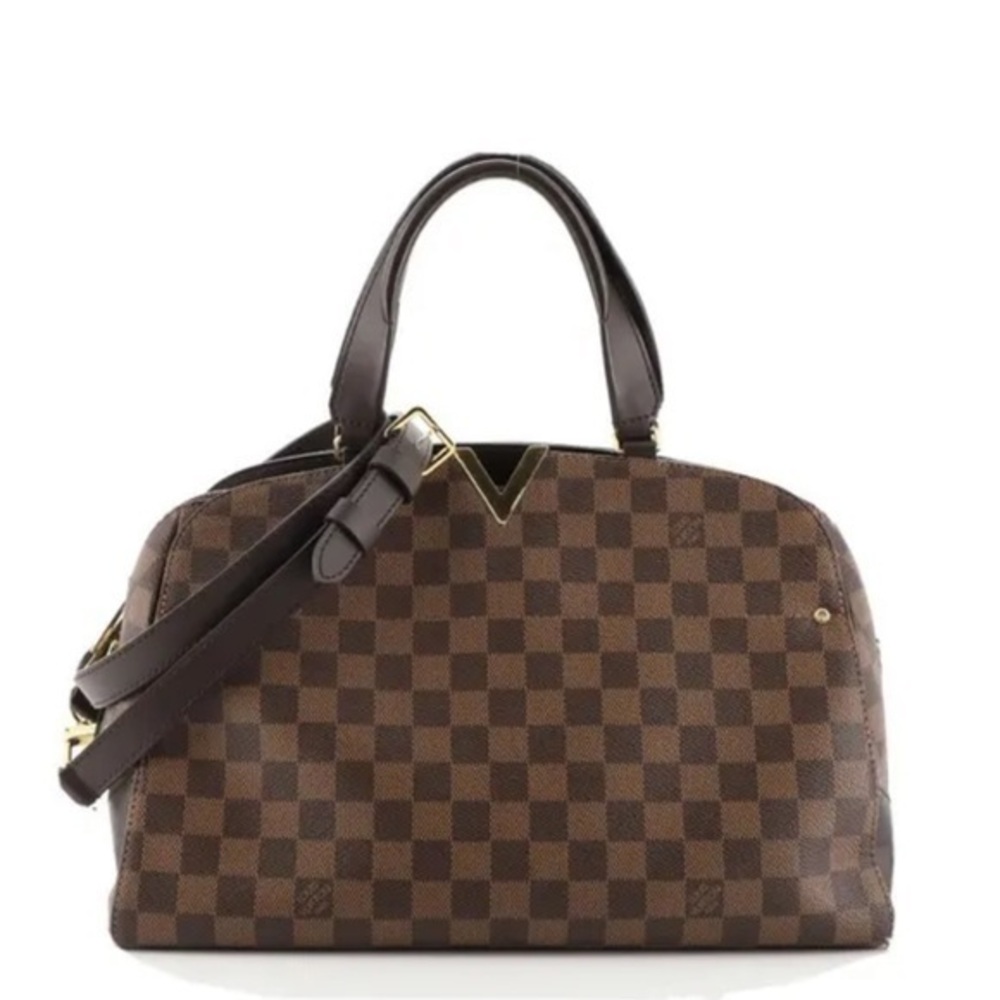 Louis Vuitton Brown Damier Ebene Satchel with Dark Brown Trim
No strap included